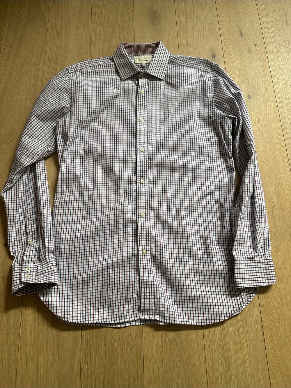 Ted Baker Men's Check Dress Shirt - Burgundy and Navy Size 15.5 (34/35)